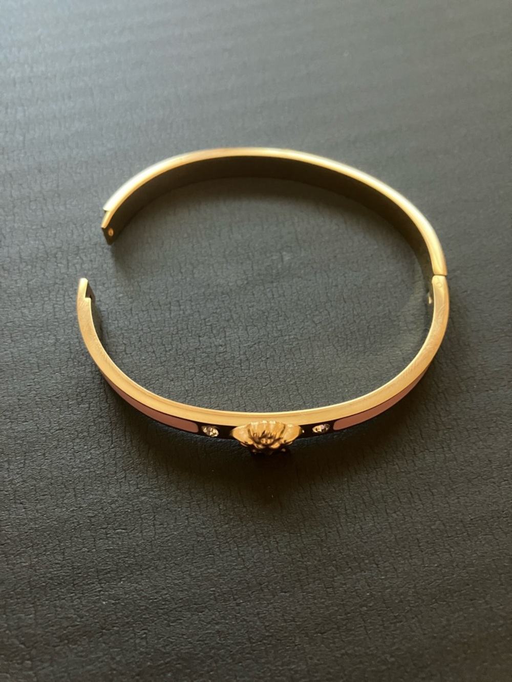 Gold-Tone Pink Medusa Bangle Bracelet - Picture 10 of 12
